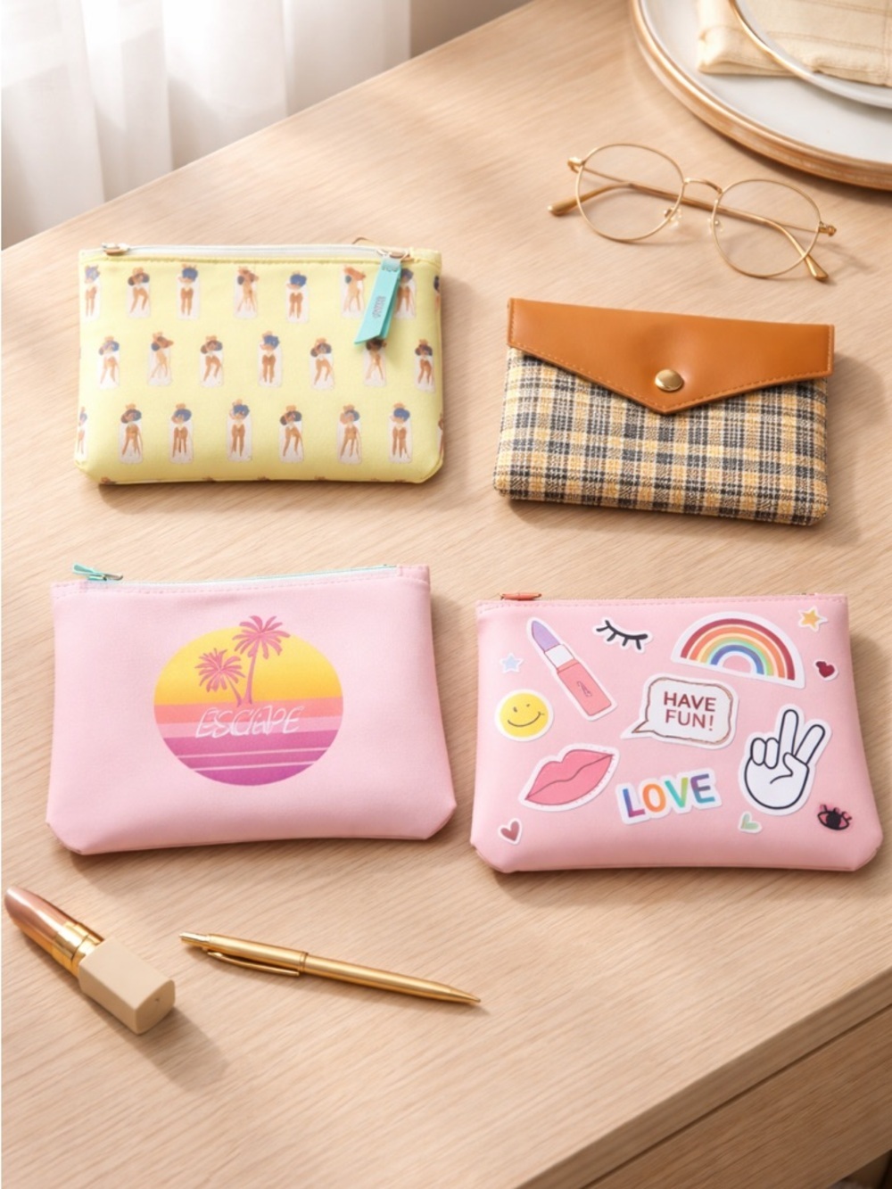 NEW IPSY Lot of 4 Cosmetic Makeup Bags Accessories Bag Glam Bag 2020 & 2021